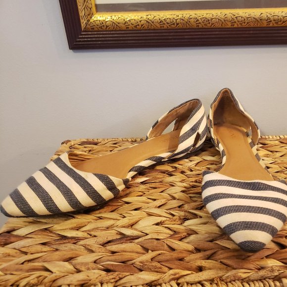 Merona Pointed Toe Stripe Canvas Flats - Picture 2 of 4